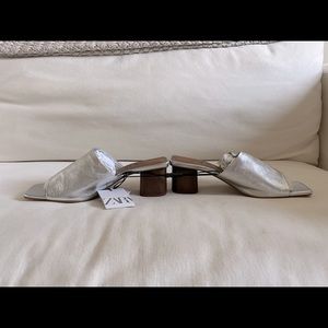 Zara Silver Mules
